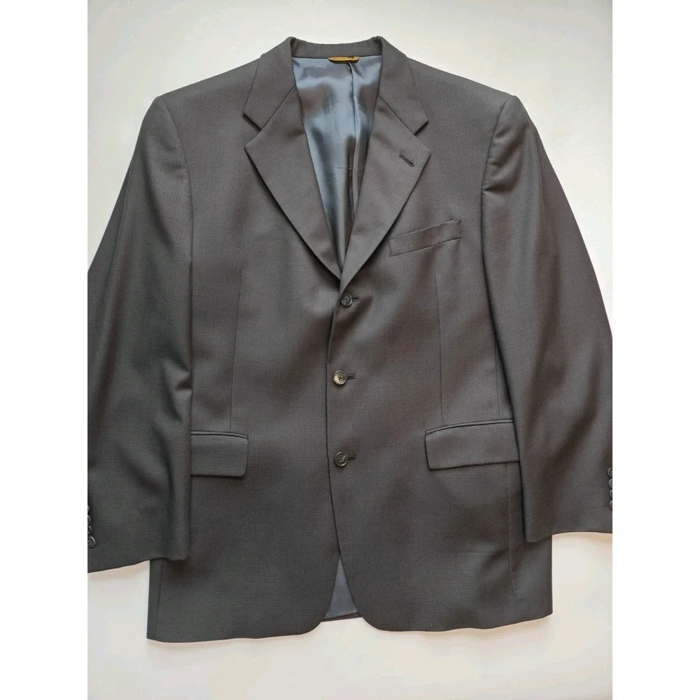 Hart Schaffner Marx Mens Wool Sports Coat Blazer 42R Black 3 Button K804